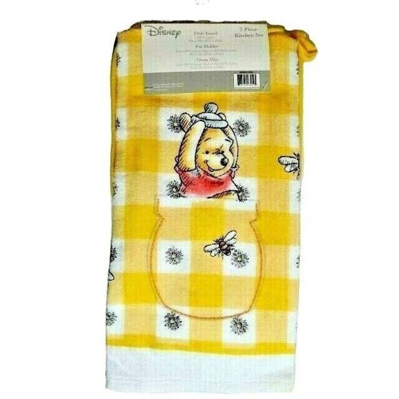 Disney Winnie the Pooh Kitchen Towel Potholder Oven Mitt Bees Honey Pot 3-Pc - Picture 3 of 10